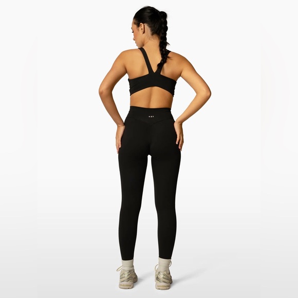 437 Pants - 437 2-Piece Black Wrap Sports Bra and Leggings Workout Set
